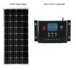 100W Off Grid Kits ( Monocrystalline 12V + 30A LCD Controller 
