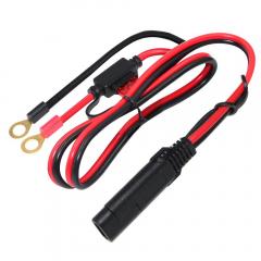 Ring Terminal Wiring Harness 2-Pin Quick Disconnect Plug SAE Extension Cable 12V- 24V With Black Fused 10A 2 Feet 16AWG Gauge Copper Wire